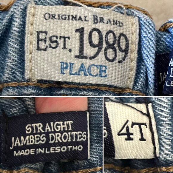 Place Boys Denim Shorts 4T Adjustable Waist Straight Fit Blue - Picture 4 of 5